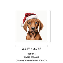 Redbone Coonhound Puppy Drawing ceramic coasters set of 4, size 3.75 inches