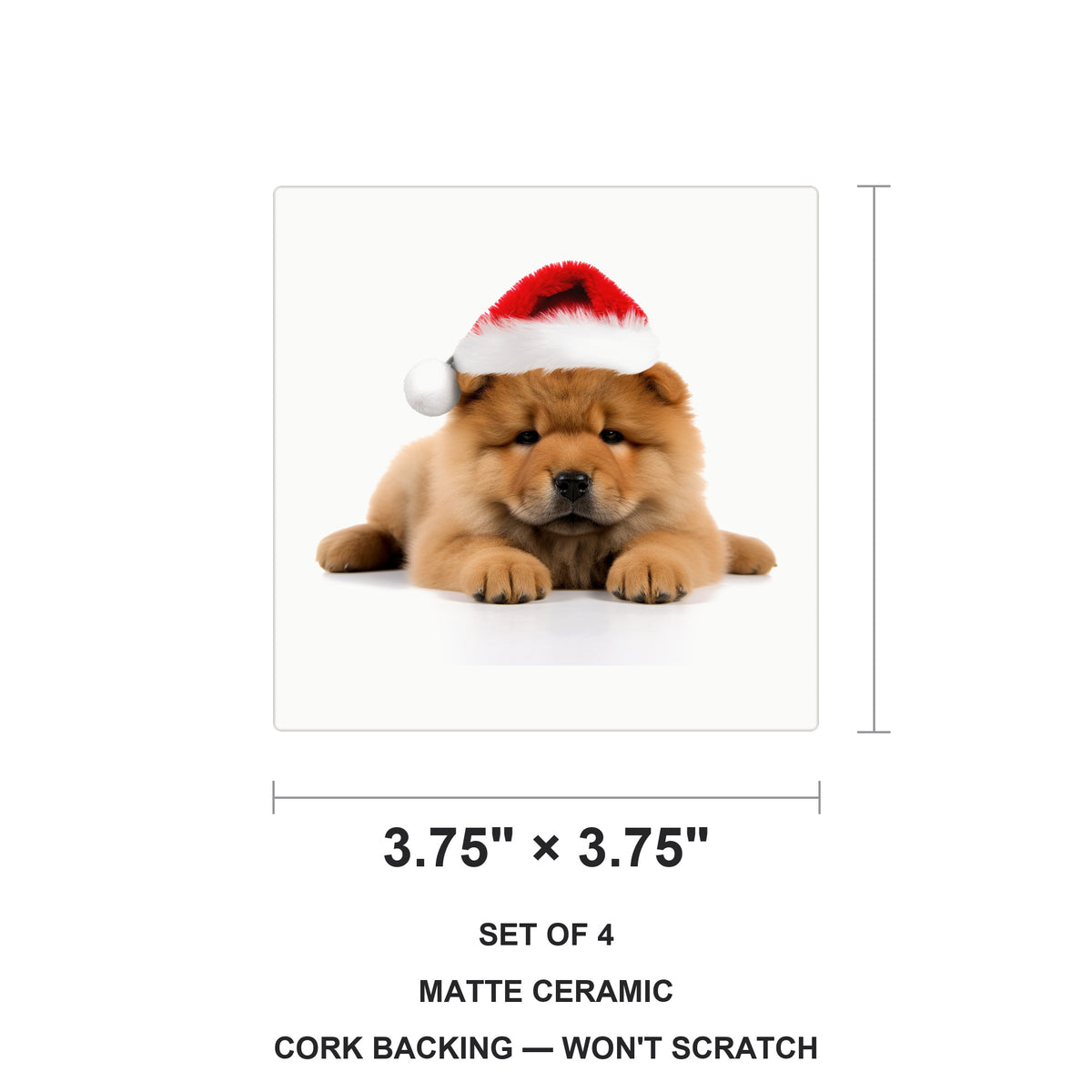 Chow Chow Puppy ceramic coasters set of 4, size 3.75 inches