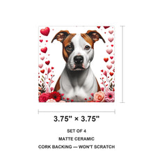 American Staffordshire Terrier ceramic coasters set of 4, size 3.75 inches
