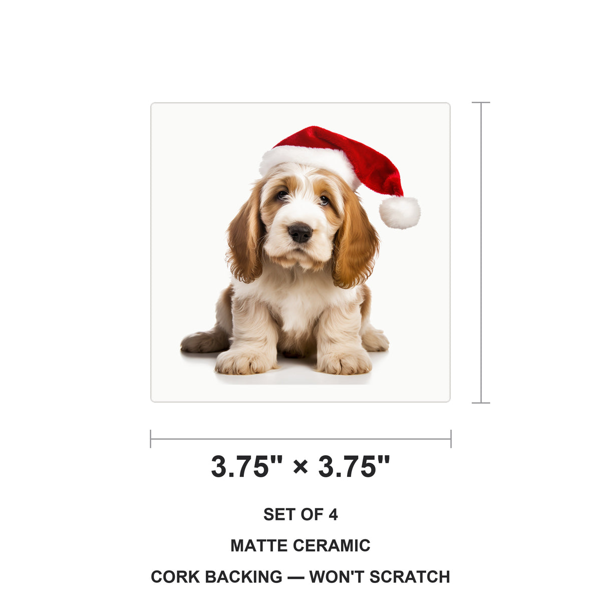 Grand Basset Griffon Vendéen Puppy ceramic coasters set of 4, size 3.75 inches