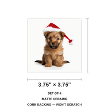 Australian Terrier Puppy ceramic coasters set of 4, size 3.75 inches