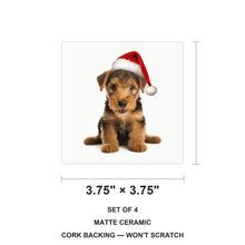 Welsh Terrier Puppy ceramic coasters set of 4, size 3.75 inches