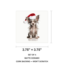 Chinese Crested Puppy ceramic coasters set of 4, size 3.75 inches