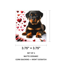 Rottweiler ceramic coasters set of 4, size 3.75 inches