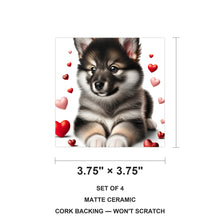 Keeshond ceramic coasters set of 4, size 3.75 inches