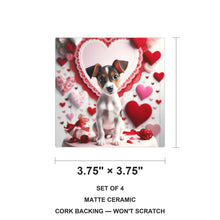 Jack Russell Terrier ceramic coasters set of 4, size 3.75 inches