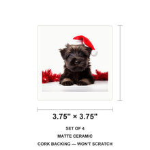 Skye Terrier Puppy ceramic coasters set of 4, size 3.75 inches