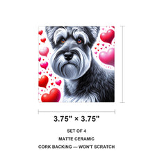 Miniature Schnauzer ceramic coasters set of 4, size 3.75 inches