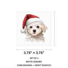 Maltese Puppy Drawing ceramic coasters set of 4, size 3.75 inches