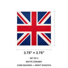 United Kingdom (Union Jack) Flag Pride ceramic coasters set of 4, size 3.75 inches