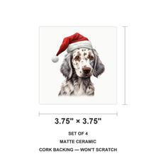 English Setter Puppy Drawing ceramic coasters set of 4, size 3.75 inches