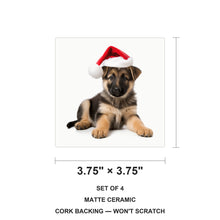German Shepherd Dog Puppy ceramic coasters set of 4, size 3.75 inches
