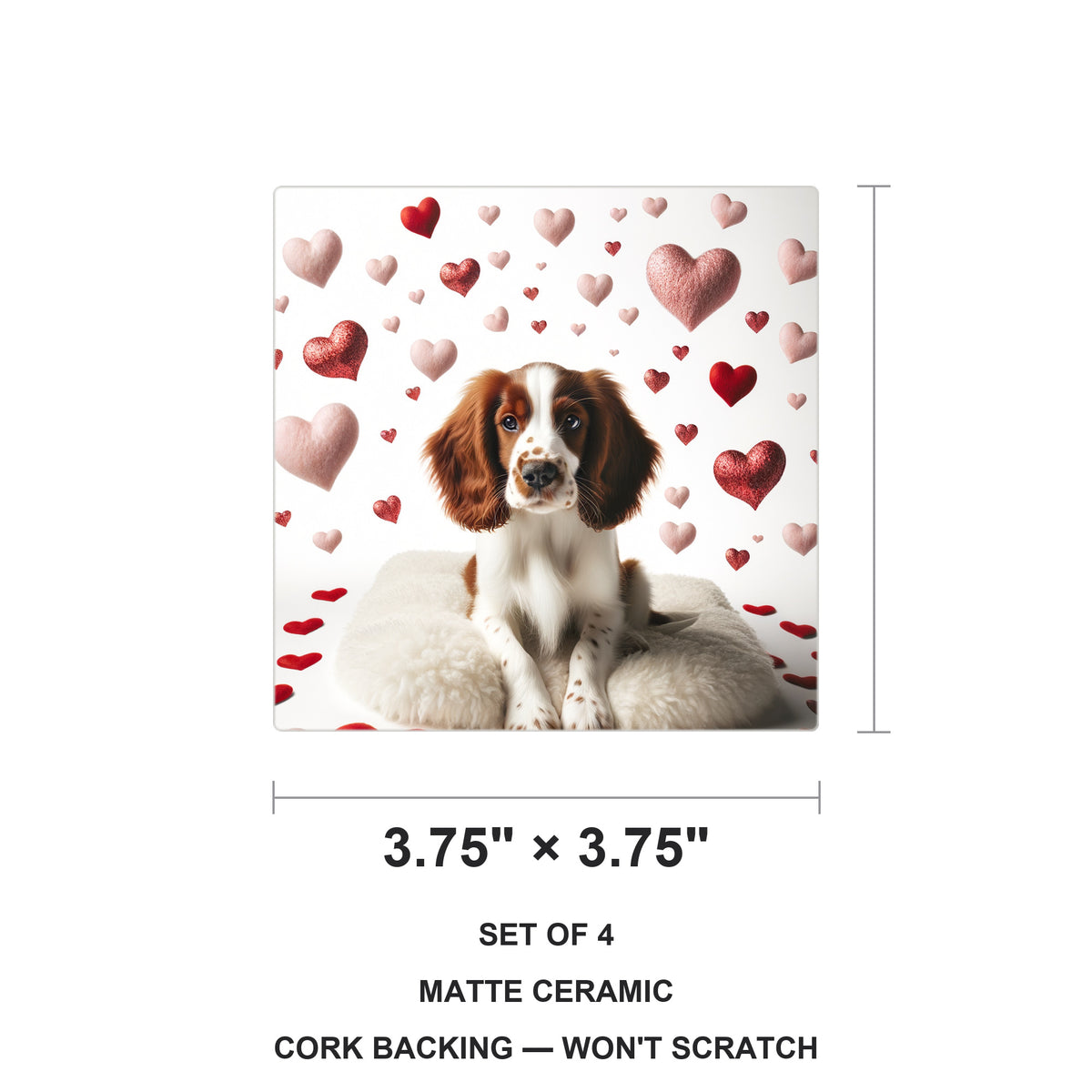 Welsh Springer Spaniel ceramic coasters set of 4, size 3.75 inches