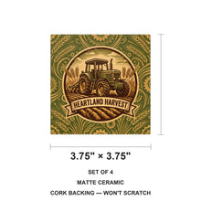 Farm Agriculture ceramic coasters set of 4, size 3.75 inches