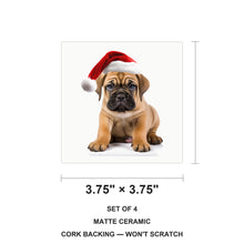 Bullmastiff Puppy ceramic coasters set of 4, size 3.75 inches