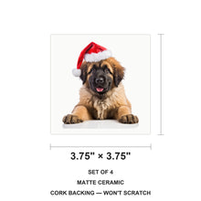 Leonberger Puppy ceramic coasters set of 4, size 3.75 inches