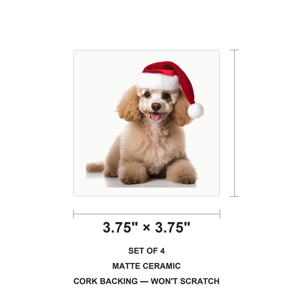 Poodle ceramic coasters set of 4, size 3.75 inches