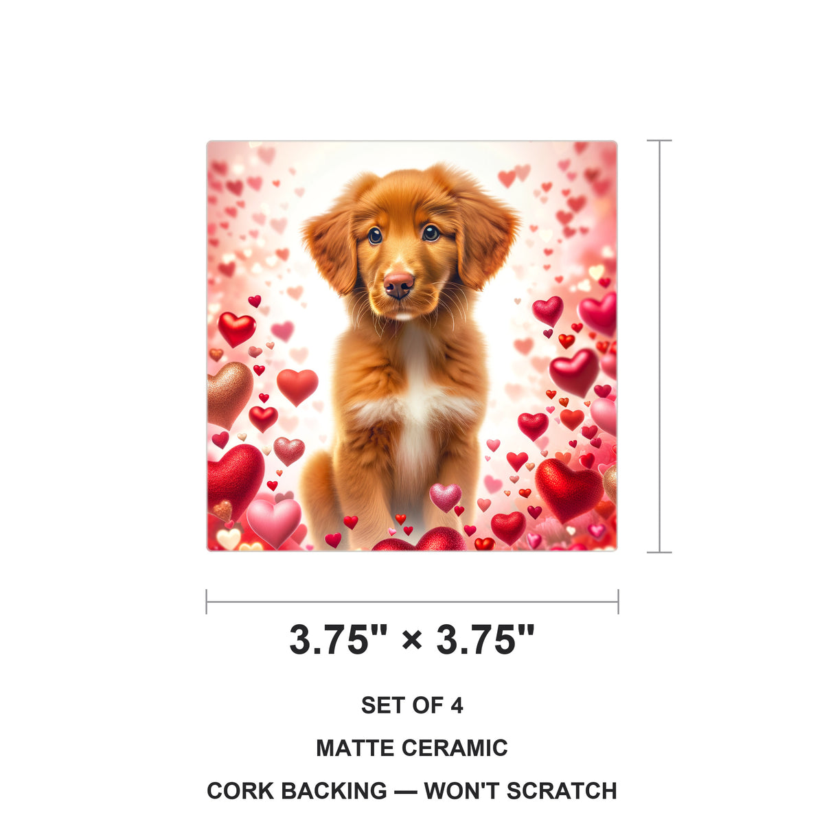 Nova Scotia Duck Tolling Retriever ceramic coasters set of 4, size 3.75 inches