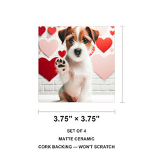 Russell Terrier ceramic coasters set of 4, size 3.75 inches