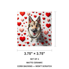 German Shepherd Dog ceramic coasters set of 4, size 3.75 inches
