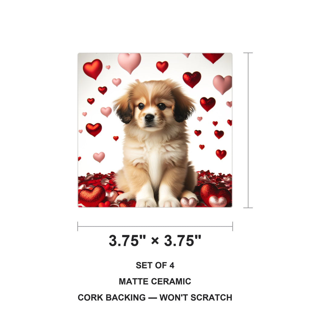 Tibetan Spaniel ceramic coasters set of 4, size 3.75 inches