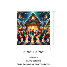 Christmas Market Carolers ceramic coasters set of 4, size 3.75 inches