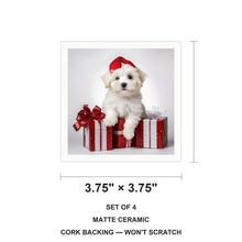 Coton de Tulear Puppy ceramic coasters set of 4, size 3.75 inches