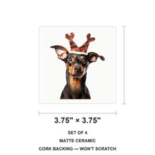 German Pinscher ceramic coasters set of 4, size 3.75 inches