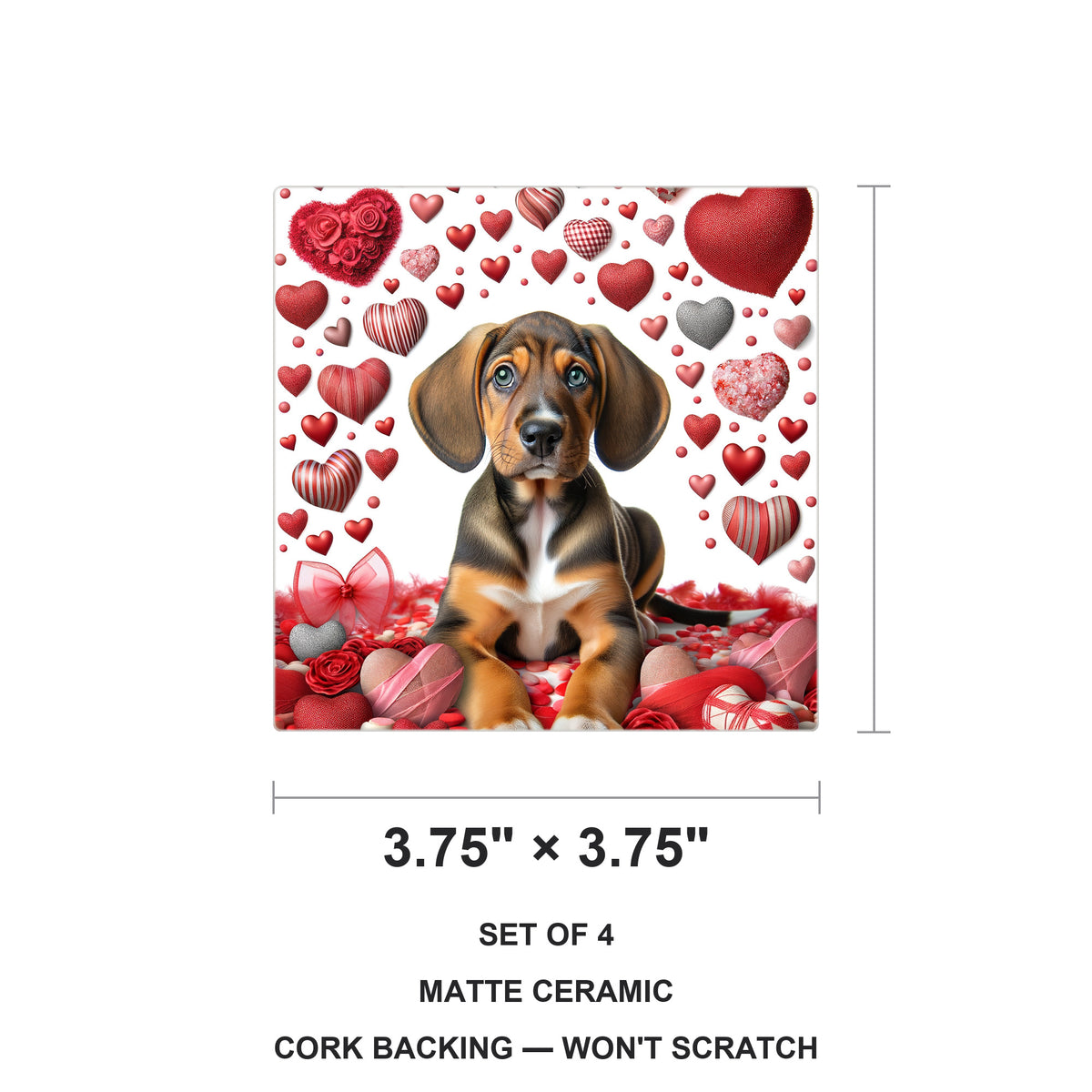 Beagle ceramic coasters set of 4, size 3.75 inches