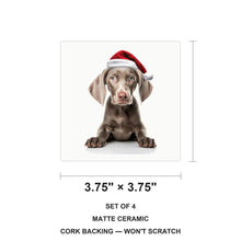 Weimaraner Puppy ceramic coasters set of 4, size 3.75 inches