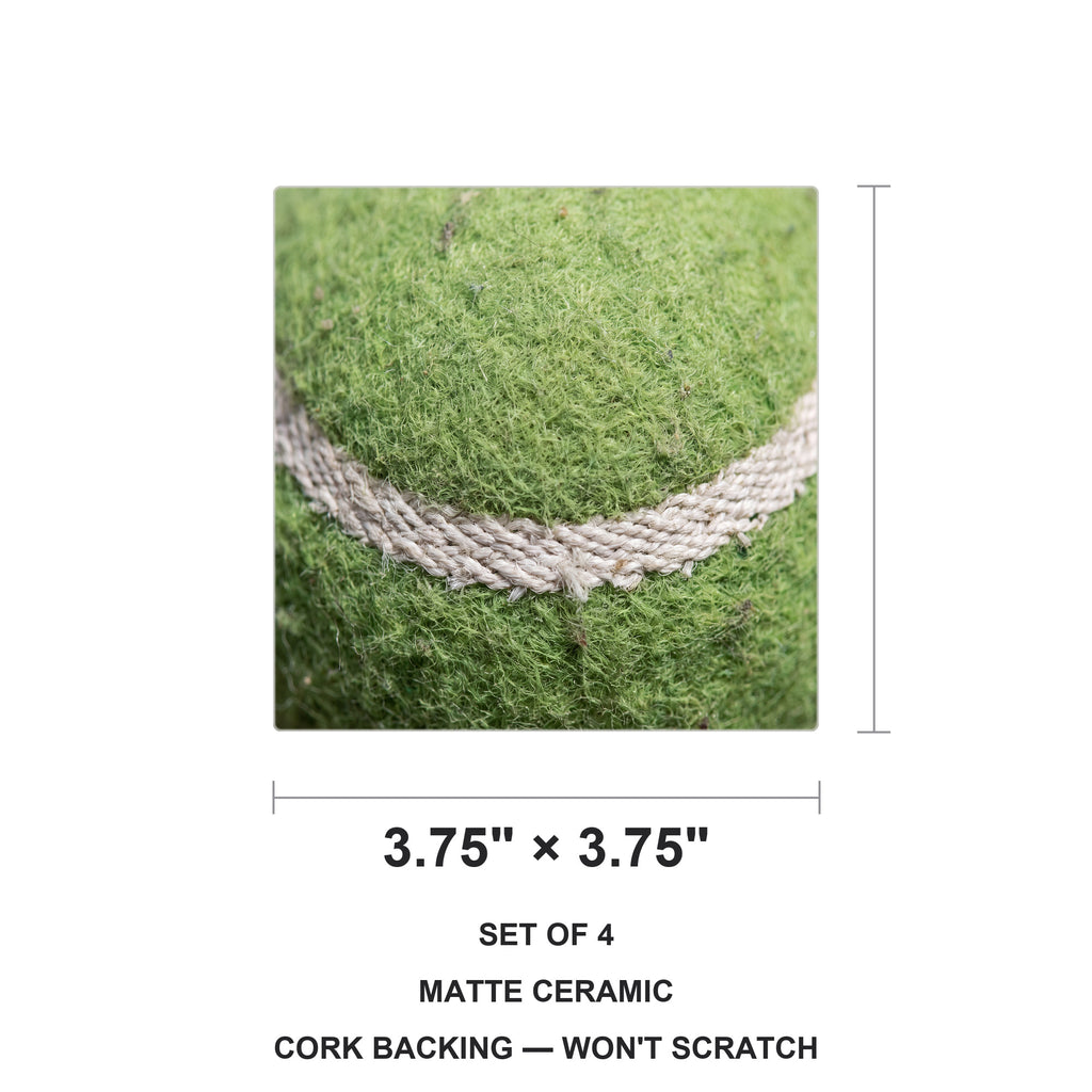 Tennis Ball ceramic coasters set of 4, size 3.75 inches