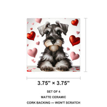 Miniature Schnauzer ceramic coasters set of 4, size 3.75 inches