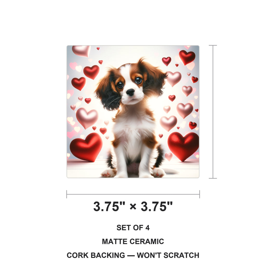 Cavalier King Charles Spaniel ceramic coasters set of 4, size 3.75 inches
