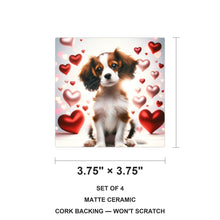 Cavalier King Charles Spaniel ceramic coasters set of 4, size 3.75 inches