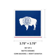 Wyoming State Flag ceramic coasters set of 4, size 3.75 inches