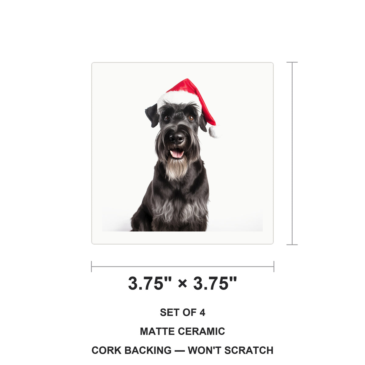 Giant Schnauzer ceramic coasters set of 4, size 3.75 inches