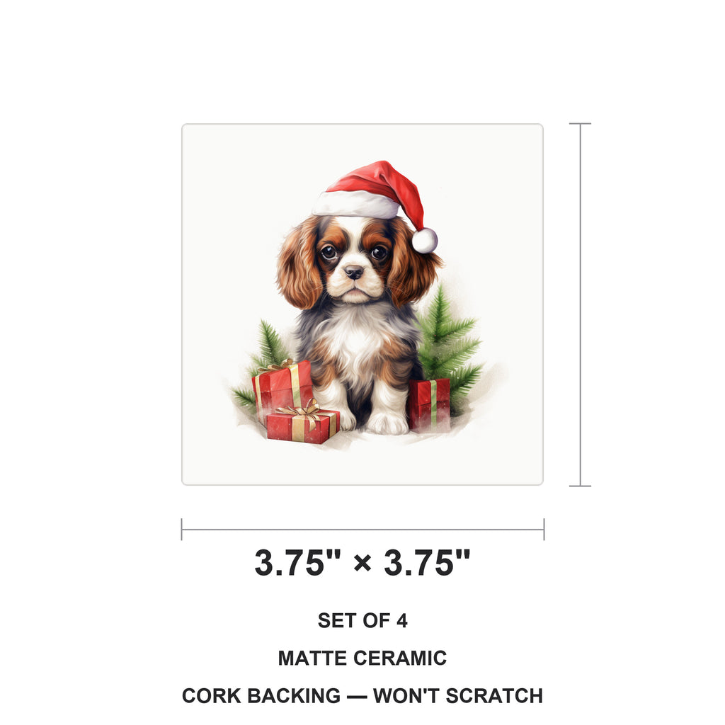English Toy Spaniel Puppy Drawing ceramic coasters set of 4, size 3.75 inches
