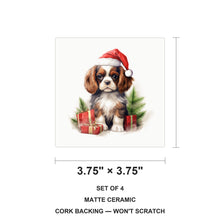 English Toy Spaniel Puppy Drawing ceramic coasters set of 4, size 3.75 inches