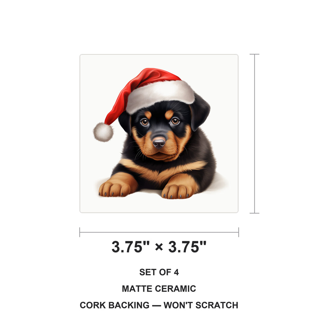 Rottweiler Puppy Drawing ceramic coasters set of 4, size 3.75 inches