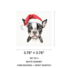 Boston Terrier Puppy Drawing ceramic coasters set of 4, size 3.75 inches