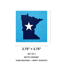 Minnesota State Flag ceramic coasters set of 4, size 3.75 inches