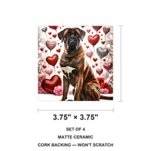 Mastiff ceramic coasters set of 4, size 3.75 inches