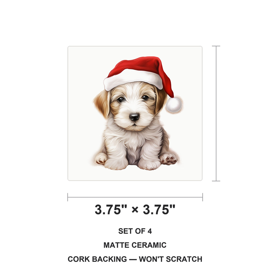 Sealyham Terrier Puppy Drawing ceramic coasters set of 4, size 3.75 inches