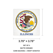 Illinois State Flag ceramic coasters set of 4, size 3.75 inches