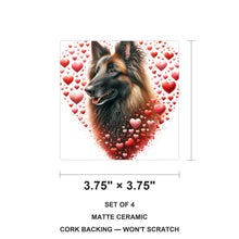 Belgian Tervuren ceramic coasters set of 4, size 3.75 inches