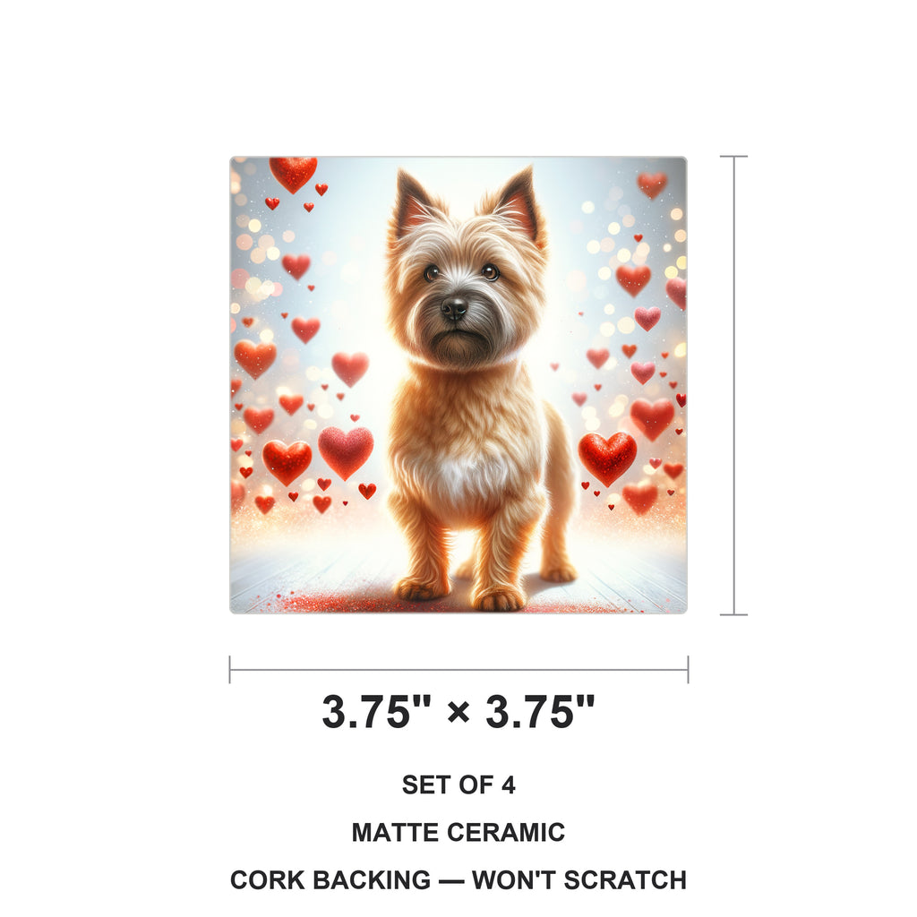 Cairn Terrier ceramic coasters set of 4, size 3.75 inches