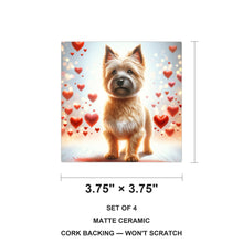 Cairn Terrier ceramic coasters set of 4, size 3.75 inches