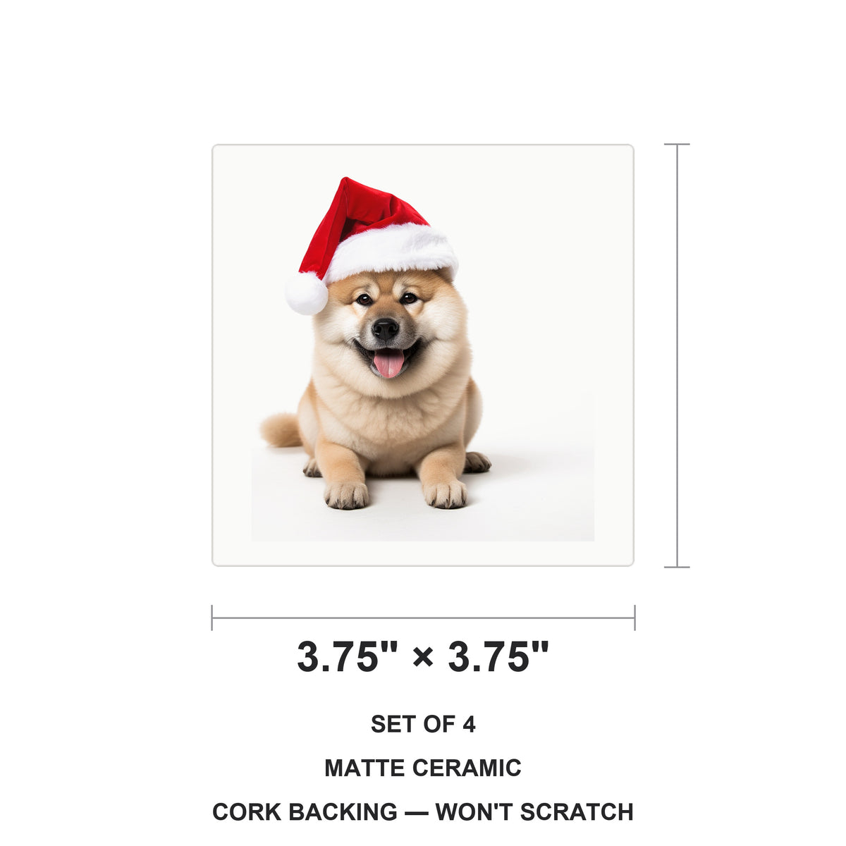 Akita ceramic coasters set of 4, size 3.75 inches