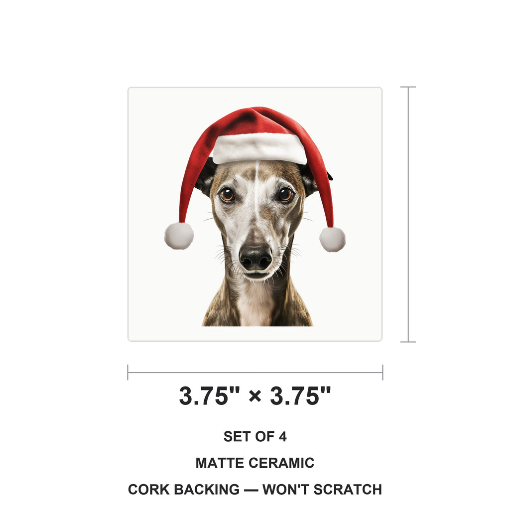 Whippet ceramic coasters set of 4, size 3.75 inches