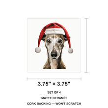 Whippet ceramic coasters set of 4, size 3.75 inches